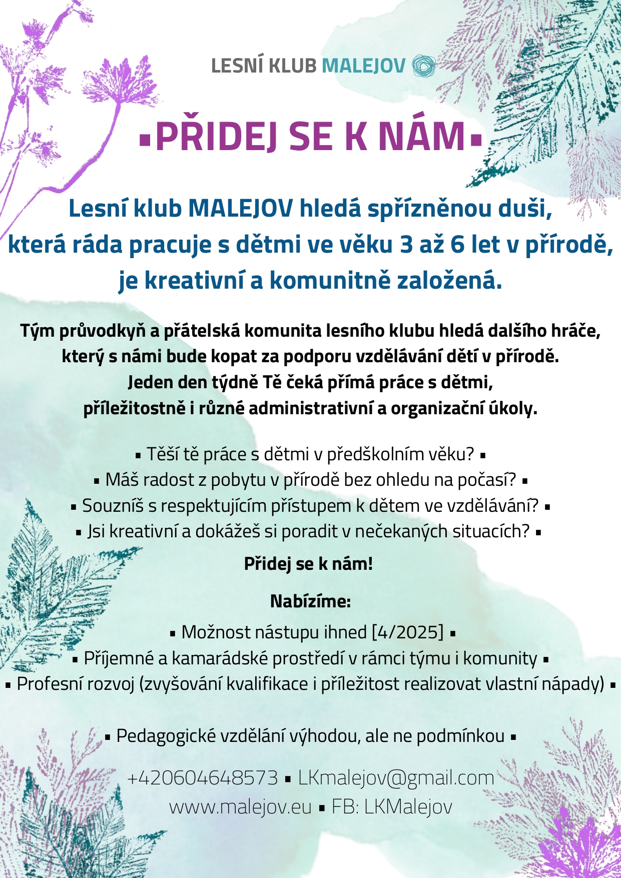 Hledáme posily, inzerát